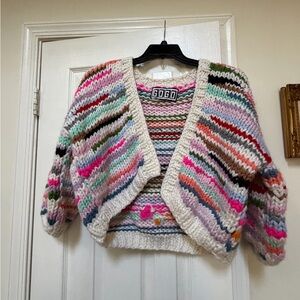 NWOT GOGO Sweaters No Waste Multicolor Cardigan Rare Short Cardi Style